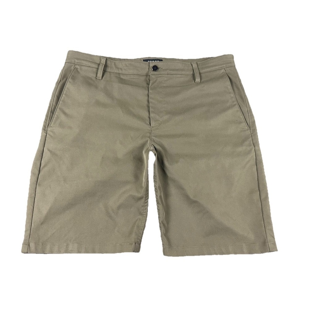 Proof Shorts Chino Flat Front Performance Olive Green Men's Size 36 Pockets 10"